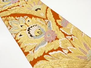 アンティーク　花更紗模様織り出し袋帯（着用可）